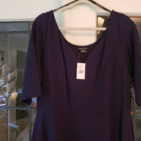 City Chic purple fit & flare Dress - Picture 7 of 8